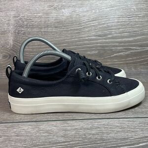 Sperry Top Sider Crest Vibe Black Leather Women’s Size 6 Sneakers STS82399